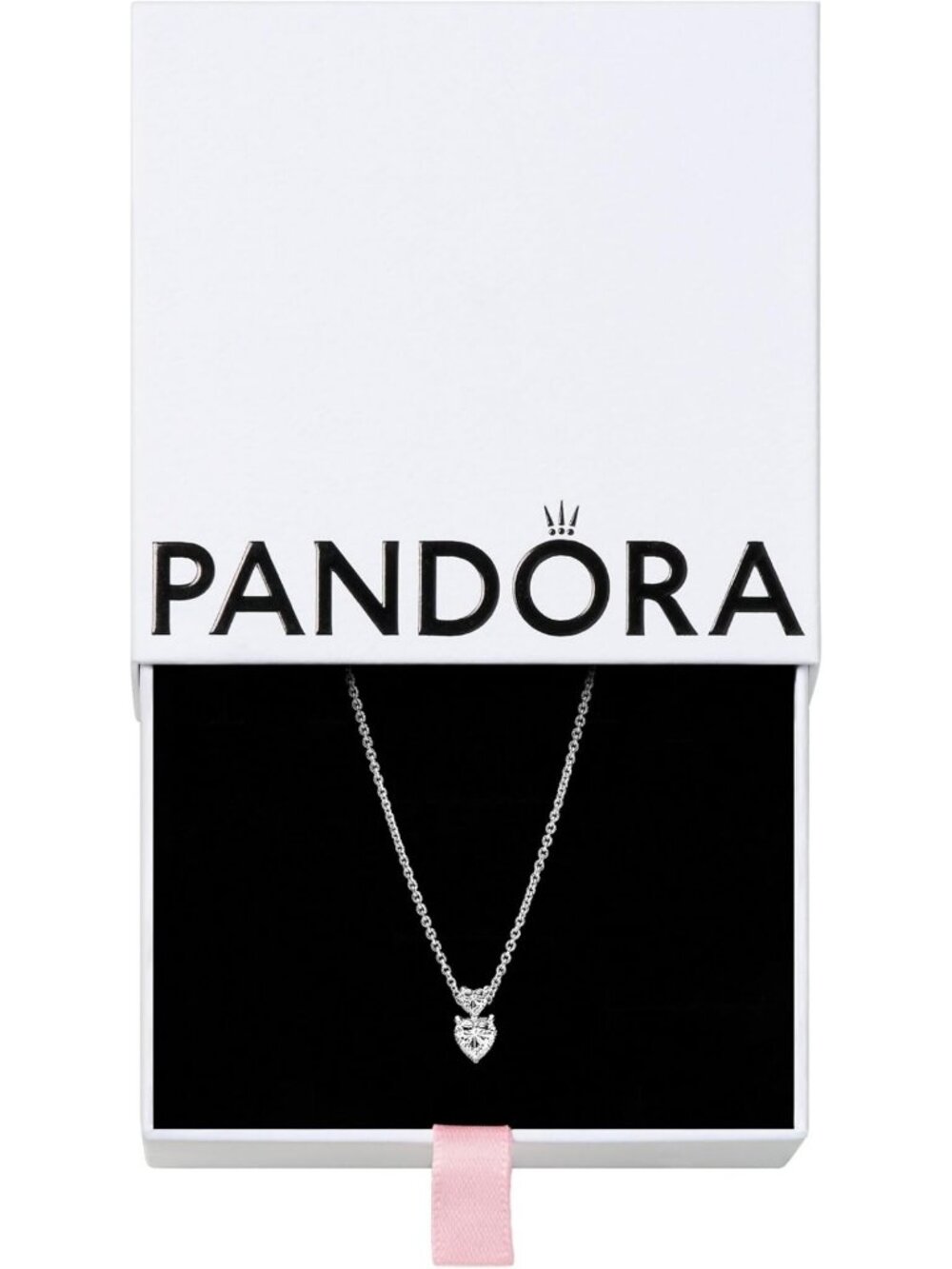 Sparkling Double Heart Pendant Necklace - Adjustable Sterling Silver & CZ - Gift